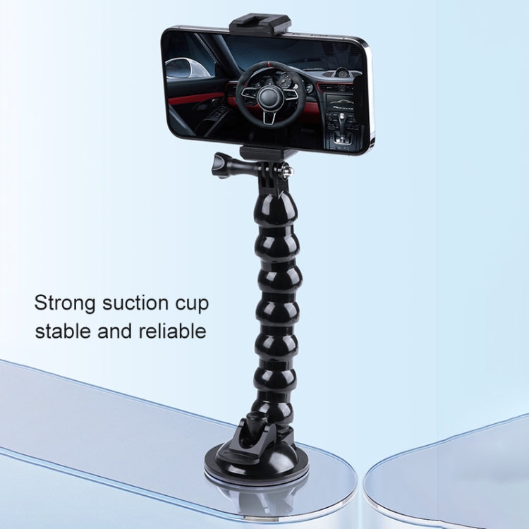 Extended Suction Cup Jaws Flex Clamp Mount with Cold Shoe Phone Clamp (Black) - Holder by PMC Jewellery | Online Shopping South Africa | PMC Jewellery | Buy Now Pay Later Mobicred