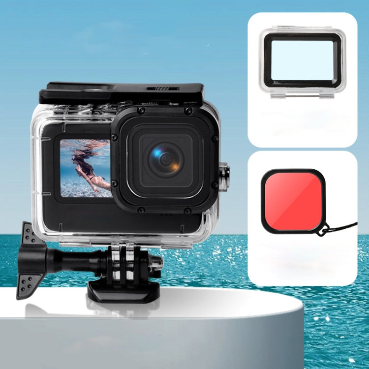 Waterproof Case + Touch Back Cover + Color Lens Filter for GoPro HERO10 Black / HERO9 Black (Red) - Waterproof Cases by PMC Jewellery | Online Shopping South Africa | PMC Jewellery | Buy Now Pay Later Mobicred
