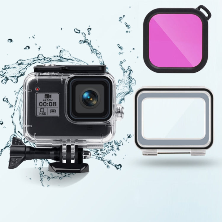 45m Waterproof Case + Touch Back Cover + Color Lens Filter for GoPro HERO8 Black (Purple) - Waterproof Cases by PMC Jewellery | Online Shopping South Africa | PMC Jewellery | Buy Now Pay Later Mobicred