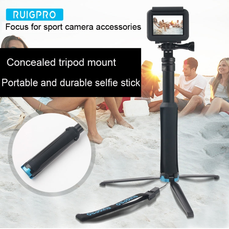 Portable Foldable Tripod Holder Selfie Monopod Stick for GoPro Hero12 Black / Hero11 /10 /9 /8 /7 /6 /5, Insta360 Ace / Ace Pro, DJI Osmo Action 4 and Other Action Cameras, Length: 23.5-81cm - Extendable Pole by PMC Jewellery | Online Shopping South Africa | PMC Jewellery | Buy Now Pay Later Mobicred