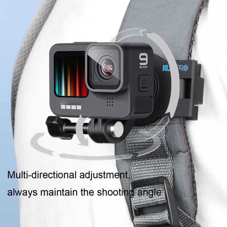 RUIGPRO 360 Degree Rotating Quick Release Strap Mount Shoulder Backpack Mount for GoPro Hero12 Black / Hero11 /10 /9 /8 /7 /6 /5, Insta360 Ace / Ace Pro, DJI Osmo Action 4 and Other Action Cameras(Black) - Backpack Clip by RUIGPRO | Online Shopping South Africa | PMC Jewellery | Buy Now Pay Later Mobicred