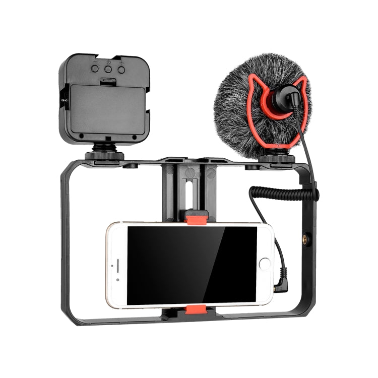 YELANGU PC202 YLG1801B Vlogging Live Broadcast LED Selfie Light Smartphone Video Rig Handle Stabilizer Bracket Kits with Microphone & Fill Light - Camera Cage by YELANGU | Online Shopping South Africa | PMC Jewellery | Buy Now Pay Later Mobicred