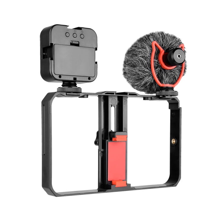 YELANGU PC202 YLG1801B Vlogging Live Broadcast LED Selfie Light Smartphone Video Rig Handle Stabilizer Bracket Kits with Microphone & Fill Light - Camera Cage by YELANGU | Online Shopping South Africa | PMC Jewellery | Buy Now Pay Later Mobicred