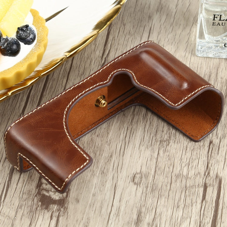 1/4 inch Thread PU Leather Camera Half Case Base for FUJIFILM XE4 (Coffee) - free shipping - PMC TechLife - Order now!