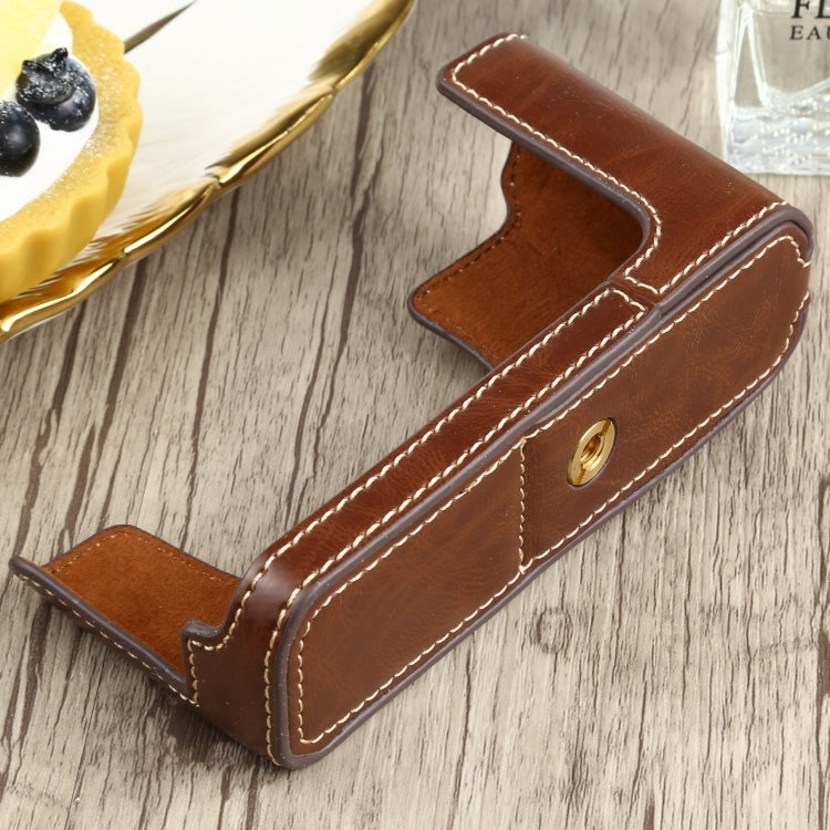 1/4 inch Thread PU Leather Camera Half Case Base for FUJIFILM XE4 (Coffee) - free shipping - PMC TechLife - Order now!
