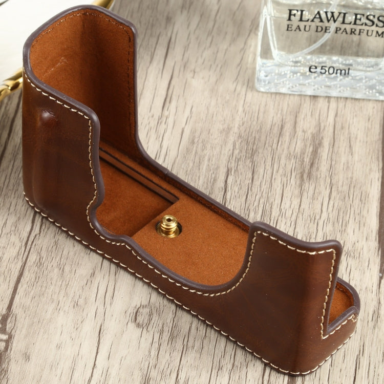 1/4 inch Thread PU Leather Camera Half Case Base for FUJIFILM XE4 (Coffee) - free shipping - PMC TechLife - Order now!