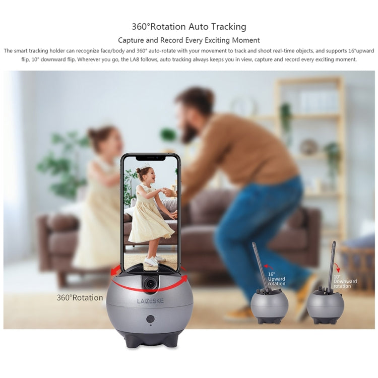 LAIZESKE LA8 Smart Robot Cameraman 360 Degree Auto Tracking Phone Holder (Grey) - free shipping - PMC TechLife - Order now!