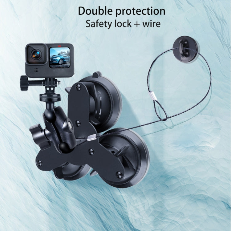 Triangle Suction Cup Mount Holder with Tripod Adapter & Screw & Phone Clamp & Anti-lost Silicone Net for for GoPro Hero12 Black / Hero11 /10 /9 /8 /7 /6 /5, Insta360 Ace / Ace Pro, DJI Osmo Action 4 and Other Action Cameras, Smartphones(Black) - Holder by PMC Jewellery | Online Shopping South Africa | PMC Jewellery | Buy Now Pay Later Mobicred