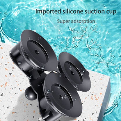 Triangle Suction Cup Mount Holder with Tripod Adapter & Screw & Phone Clamp & Anti-lost Silicone Net for for GoPro Hero12 Black / Hero11 /10 /9 /8 /7 /6 /5, Insta360 Ace / Ace Pro, DJI Osmo Action 4 and Other Action Cameras, Smartphones(Black) - Holder by PMC Jewellery | Online Shopping South Africa | PMC Jewellery | Buy Now Pay Later Mobicred