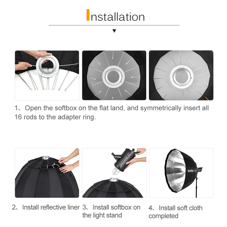 Godox P90H 90cm Deep Parabolic Softbox Reflector Diffuser Studio Light Box (Black) - free shipping - PMC TechLife - Order now!