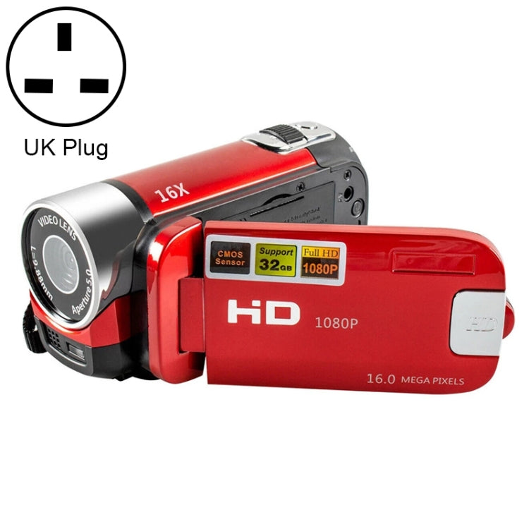 16X Digital Zoom HD 16 Million Pixel Home Travel DV Camera, UK Plug (Red) - Video Cameras by PMC TechLife | Online Shopping South Africa | PMC TechLife