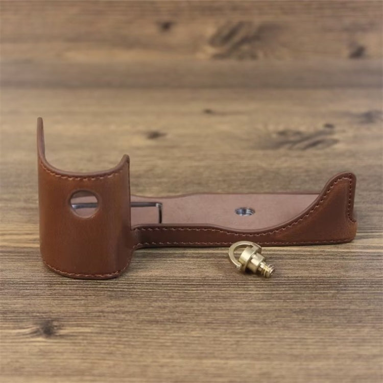 For Canon EOS R7 1/4 inch Thread PU Leather Camera Half Case Base (Coffee) - Half Case by PMC TechLife | Online Shopping South Africa | PMC TechLife | Buy Now Pay Later Mobicred