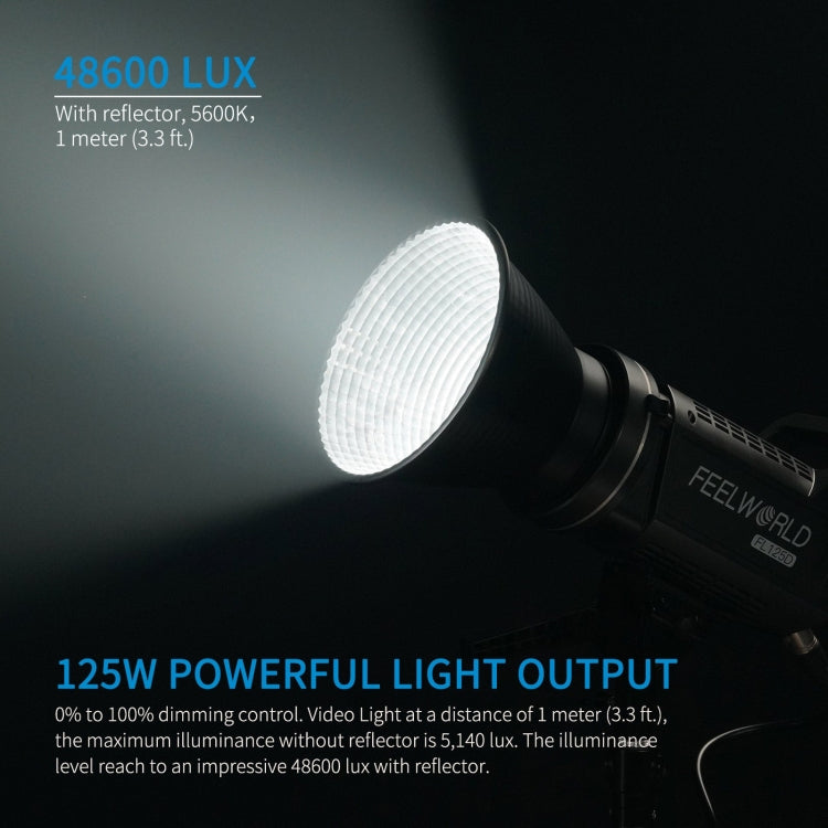 FEELWORLD FL125D 125W Daylight Point Source Video Light, Bluetooth APP Control(UK Plug) - free shipping - PMC TechLife - Order now!