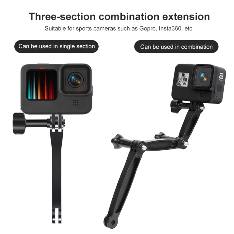 3 in 1 Joint Aluminum Extension Arm Grip Extenter for GoPro, Insta360, DJI and Other Action Cameras - Others by PMC TechLife | Online Shopping South Africa | PMC TechLife | Buy Now Pay Later Mobicred