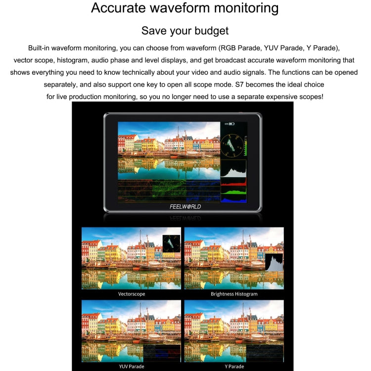 FEELWORLD S7 7-inch 12G-SDI HDMI2.0 Camera Field Monitor High Brightness1600nit Touchscreen (Black) - On-camera Monitors by FEELWORLD | Online Shopping South Africa | PMC Jewellery