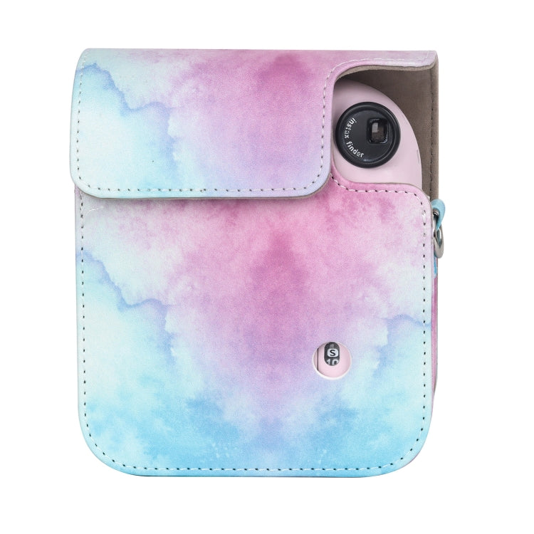 For FUJIFILM instax mini 12 Painted Full Body Leather Case Camera Bag with Strap(Blue Pink)(Black) - Leather Bag by PMC TechLife | Online Shopping South Africa | PMC TechLife | Buy Now Pay Later Mobicred