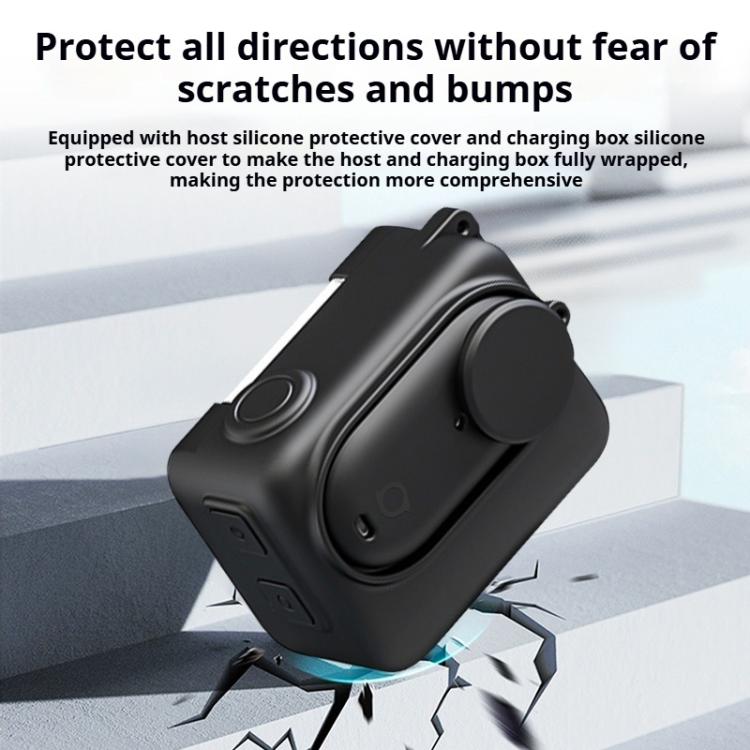 For Insta360 GO 3S Camera Charging Case Silicone Case with Lens Cap & Strap (Black) - free shipping - PMC TechLife - Order now!