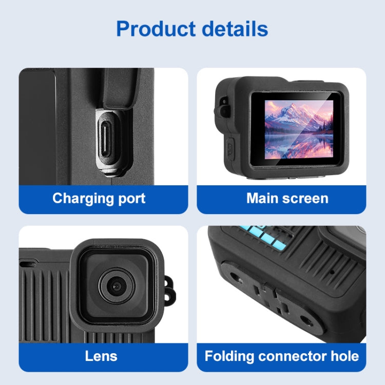 For GoPro HERO 2024 Silicone Protective Case Side Interface Cover with Wrist Strap & Lens Cover (Black) - Silicone Cases by PMc TechLife | Online Shopping South Africa | PMc TechLife | Buy Now Pay Later Mobicred
