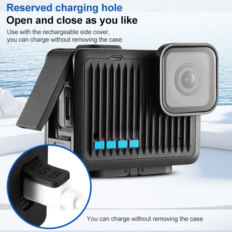 For GoPro HERO 2024 Silicone Protective Case Side Interface Cover with Wrist Strap & Lens Cover (Black) - Silicone Cases by PMc TechLife | Online Shopping South Africa | PMc TechLife | Buy Now Pay Later Mobicred