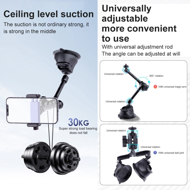 Dual-leg Suction Cup Articulating Friction Magic Arm Phone Clamp Mount (Black) - Holder by PMC TechLife | Online Shopping South Africa | PMC TechLife | Buy Now Pay Later Mobicred