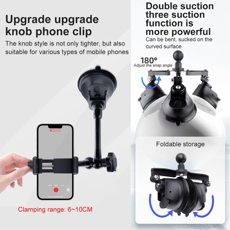 Dual-leg Suction Cup Articulating Friction Magic Arm Phone Clamp Mount (Black) - Holder by PMC TechLife | Online Shopping South Africa | PMC TechLife | Buy Now Pay Later Mobicred