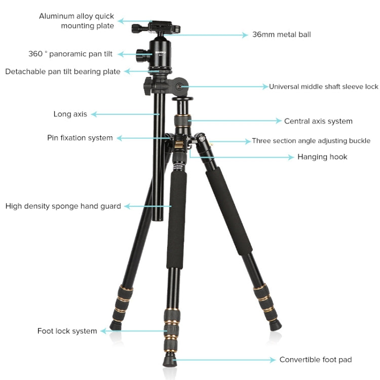 TRIOPO 652 Horizontal Arm Tripod Mount Quick Release Center Column Boom Bracket with Tripod Ball-Head - free shipping - PMC TechLife - Order now!