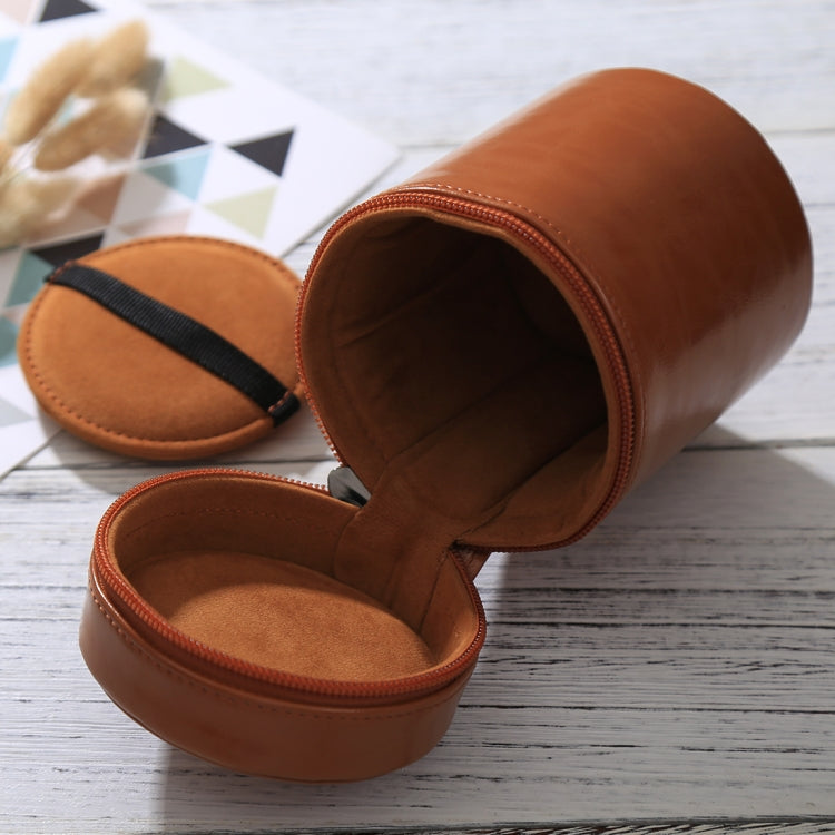Medium Lens Case Zippered PU Leather Pouch Box for DSLR Camera Lens, Size: 13x9x9cm(Brown) - Lens Bag by PMC TechLife | Online Shopping South Africa | PMC TechLife