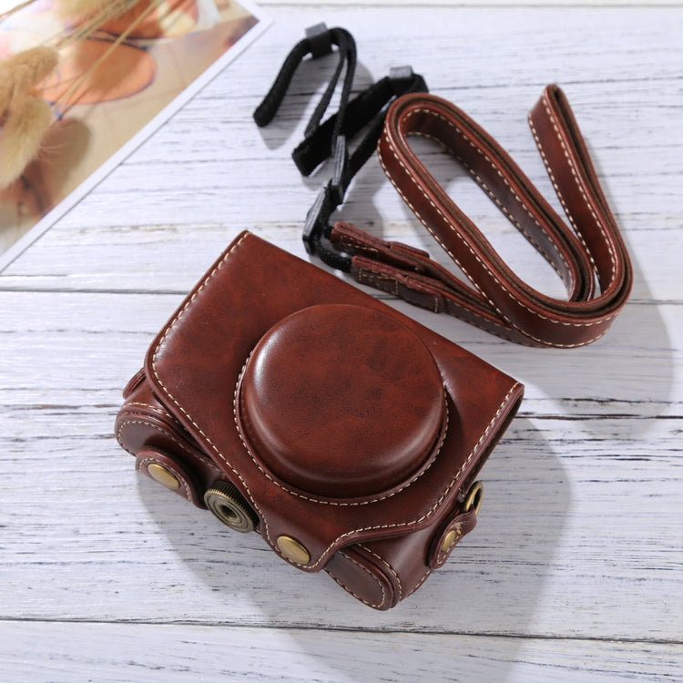 Full Body Camera PU Leather Camera Case Bag with Strap for Canon PowerShot G7 X Mark II (Coffee) - free shipping - PMC TechLife - Order now!