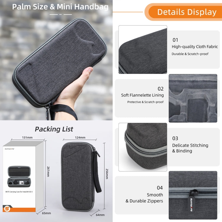 For Insta360 GO 3 / GO 3S Sunnylife Camera Set Storage Bag (Black) - Case & Bags by Sunnylife | Online Shopping South Africa | PMC TechLife | Buy Now Pay Later Mobicred