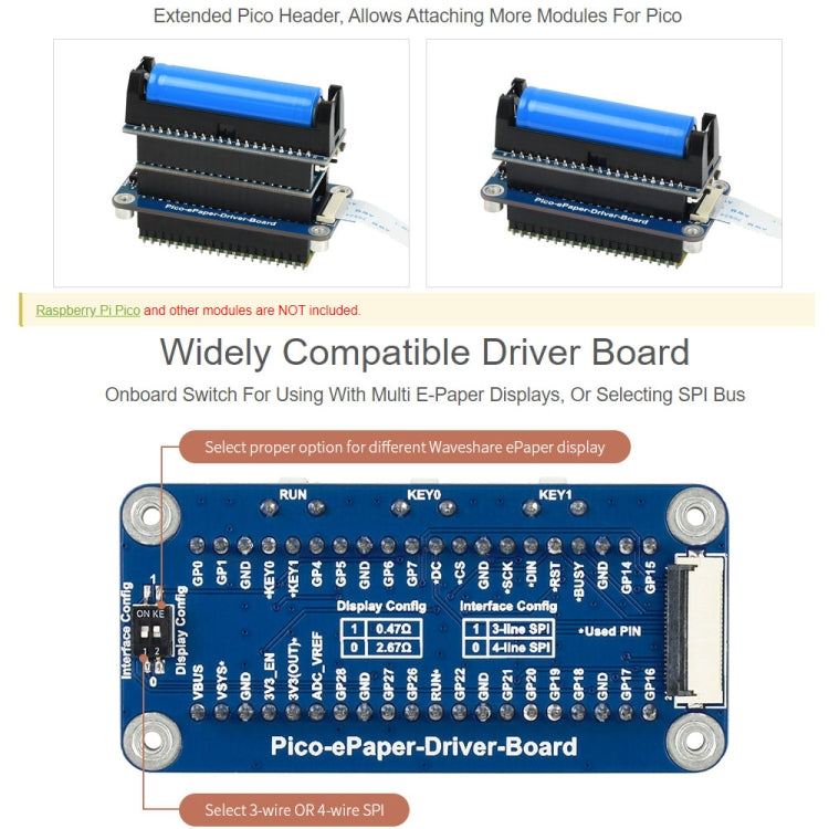 Waveshare 5.83 inch 648x480 Pixel Red Black White E-Paper E-Ink Display Module (B) for Raspberry Pi Pico, SPI Interface - Modules Expansions Accessories by WAVESHARE | Online Shopping South Africa | PMC Jewellery | Buy Now Pay Later Mobicred