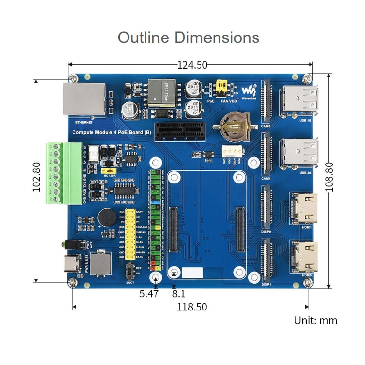 Waveshare Compute Module IO Board with PoE Feature (Type B) for Raspberry Pi all Variants of CM4 - free shipping - PMC Jewellery - Order now!