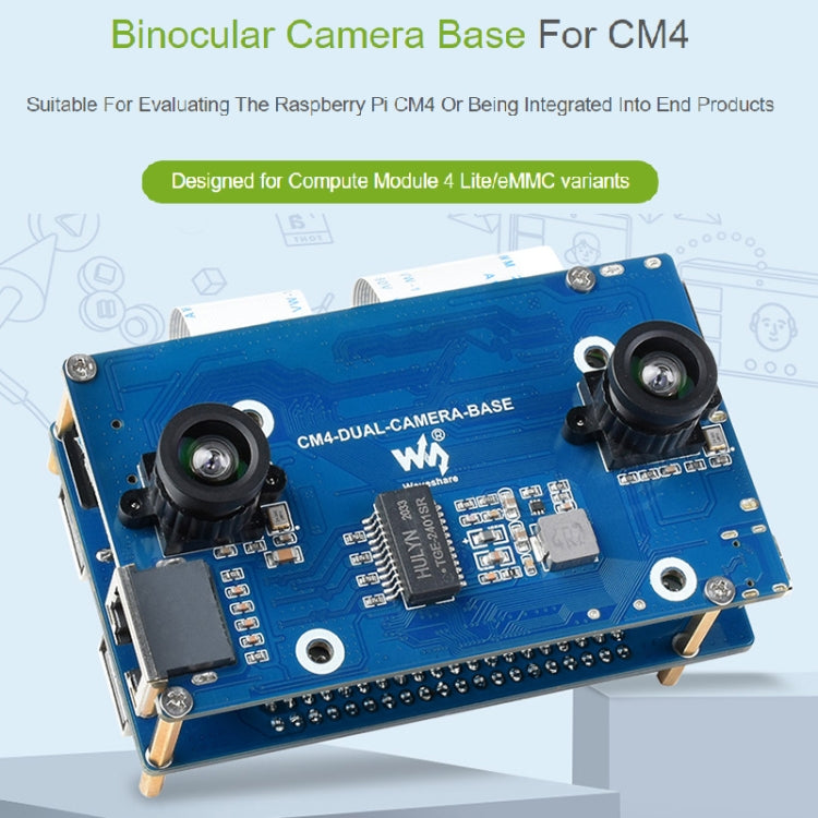 Waveshare Binocular Camera Base Board with Interface Expander for Raspberry Pi Compute Module 4 - free shipping - PMC TechLife - Order now!