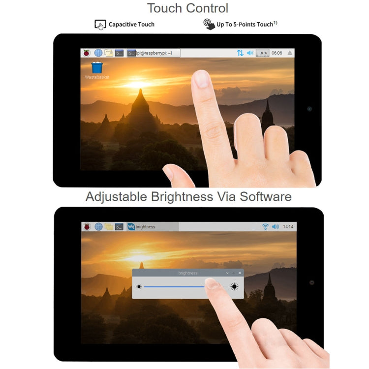WAVESHARE 7 inch 800 x 480 Capacitive Touch Display with Front Camera for Raspberry Pi - free shipping - PMC TechLife - Order now!