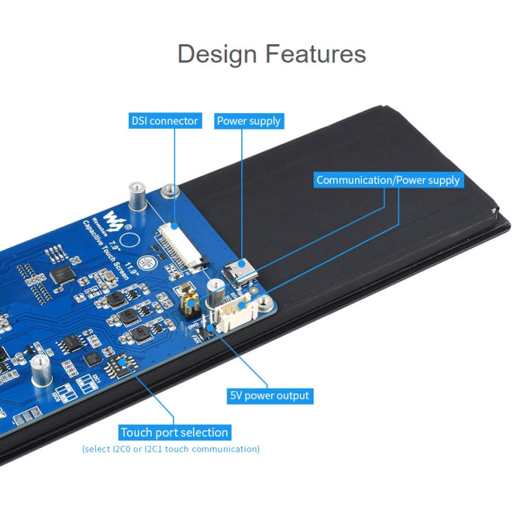 WAVESHARE 11.9 inch Capacitive Touch Display For Raspberry Pi, 320 x 1480, IPS, DSI Interface - LCD & LED Display Module by WAVESHARE | Online Shopping South Africa | PMC Jewellery | Buy Now Pay Later Mobicred