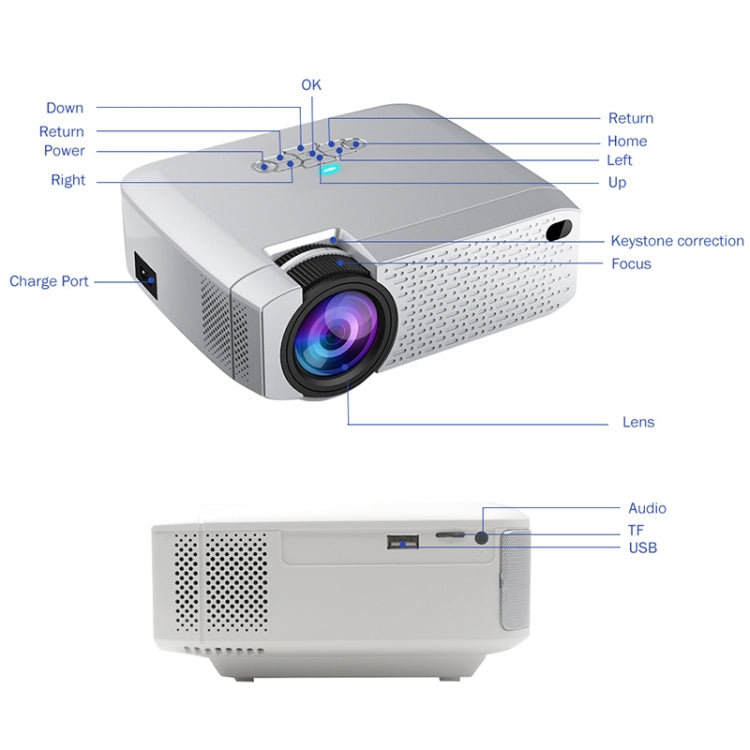 D40S 1600 Lumens Portable Home Theater LED HD Digital Projector (Silver) - LED Projector by PMC Jewellery | Online Shopping South Africa | PMC Jewellery | Buy Now Pay Later Mobicred