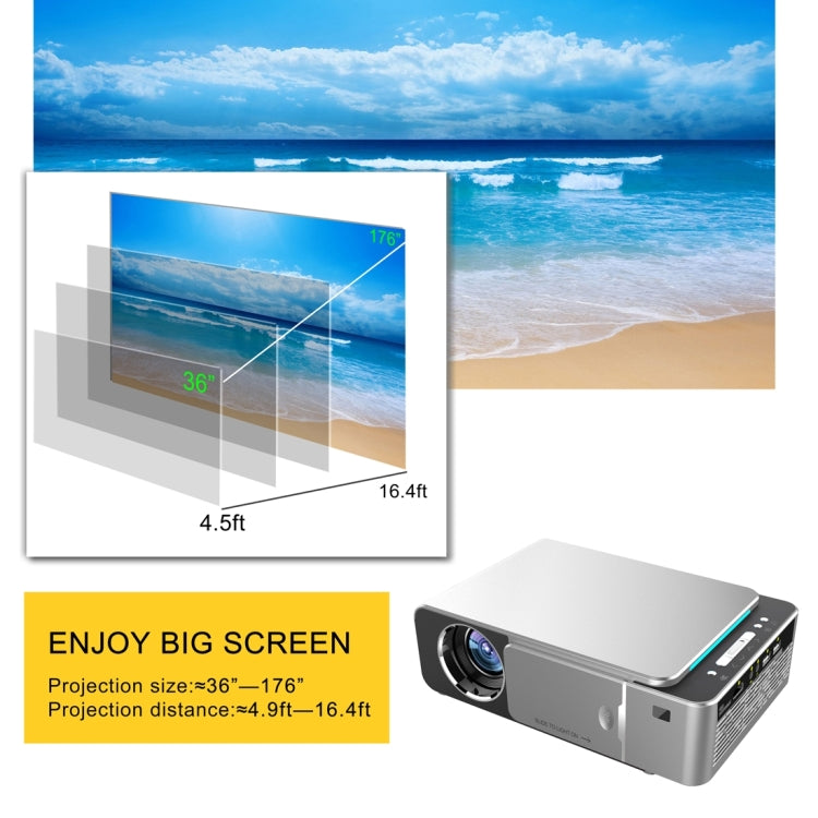 T6 3500ANSI Lumens 1080P LCD Mini Theater Projector, Standard Version, EU Plug (Silver) - LED Projector by PMC Jewellery | Online Shopping South Africa | PMC Jewellery | Buy Now Pay Later Mobicred