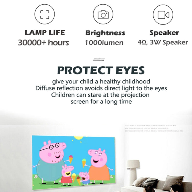 A2000 1080P Mini Portable Smart Projector Children Projector, AU Plug(White Grey) - Mini Projector by PMC Jewellery | Online Shopping South Africa | PMC Jewellery | Buy Now Pay Later Mobicred