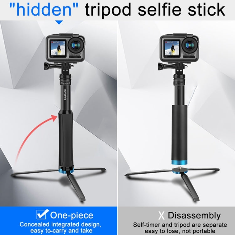 RUIGPRO One-piece Handheld Tripod Selfie Stick Telescopic Monopod Mount for GoPro, Insta360, DJI and Other Action Cameras(Black) - Portable Mini Tripod by RUIGPRO | Online Shopping South Africa | PMC Jewellery | Buy Now Pay Later Mobicred