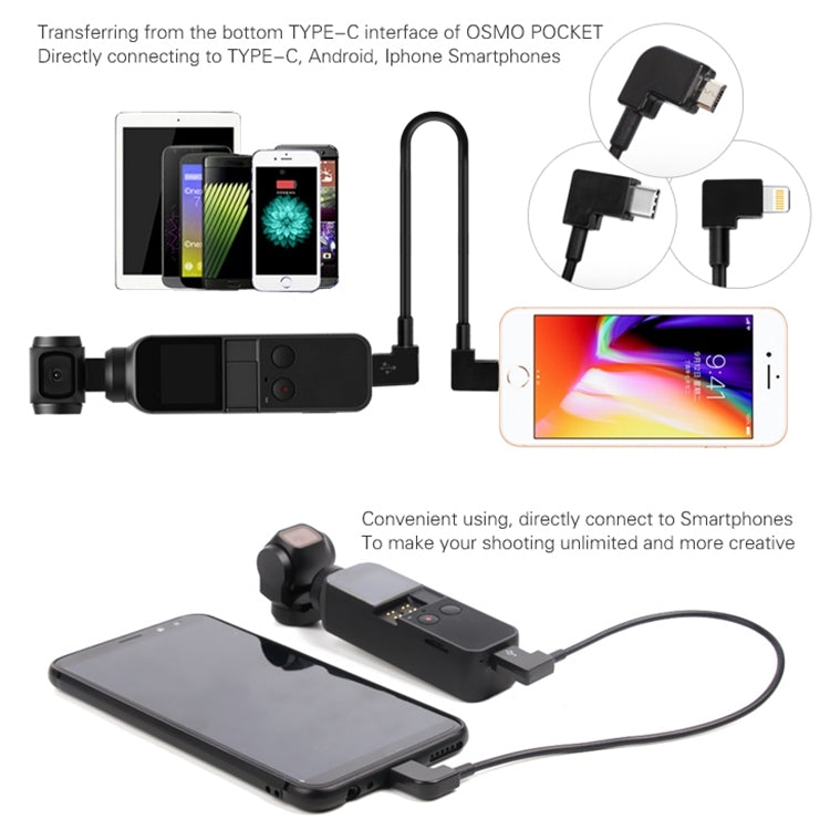 Sunnylife 30cm USB-C / Type-C to 8 Pin Converting Connector Data Cable for  DJI OSMO Pocket(Black) - Cable & Adapters by Sunnylife | Online Shopping South Africa | PMC Jewellery | Buy Now Pay Later Mobicred