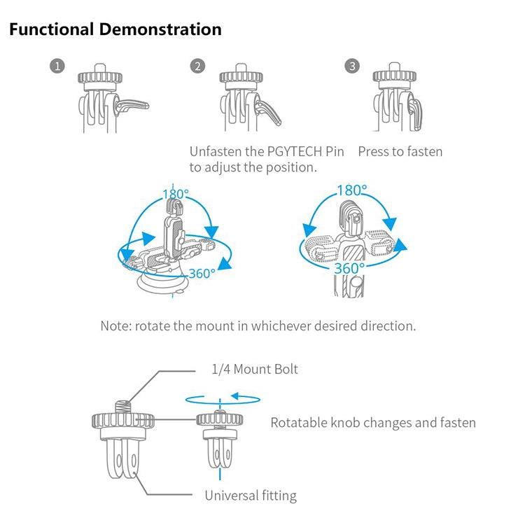 PGYTECH P-GM-132 Action Camera Suction Cup Phone Holder for DJI Osmo Action & GoPro 8/7(Silver) - free shipping - PMC TechLife - Order now!