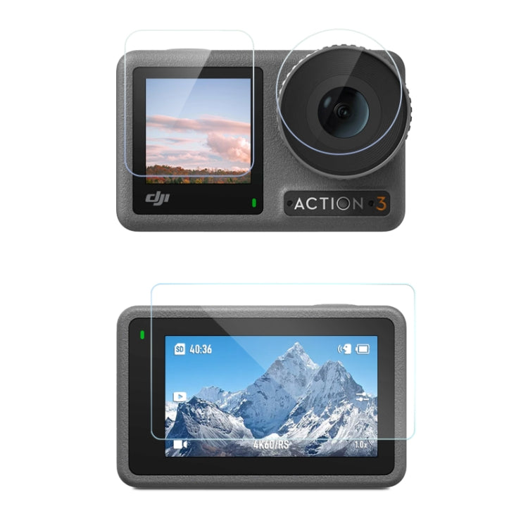 For DJI Osmo Action 3 3-in-1 Lens Front and Back Screen Diamond Explosion-proof Film - Protective Film & Stickers by PMC TechLife | Online Shopping South Africa | PMC TechLife | Buy Now Pay Later Mobicred
