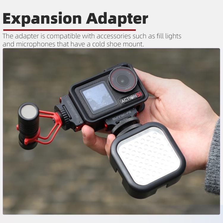 For DJI Osmo Action 5 Pro / 4 / 3 Sunnylife Magnetic Quick-Release Cold Shoe Adapter Action Camera Fill Light Microphone Adapter (Black) - free shipping - PMC TechLife - Order now!