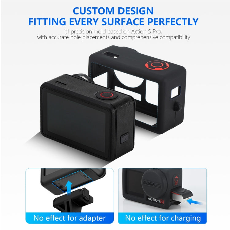 For DJI Osmo Action 5 Pro STARTRC Silicone Protective Case with Lens Cover (Grey) - free shipping - PMC TechLife - Order now!