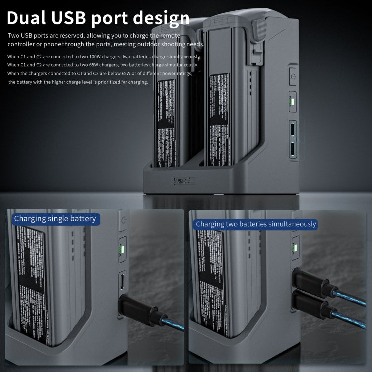 For DJI Air 3S / 3 Two-way Charging Butler Battery Charger (Grey) - free shipping - PMC TechLife - Order now!