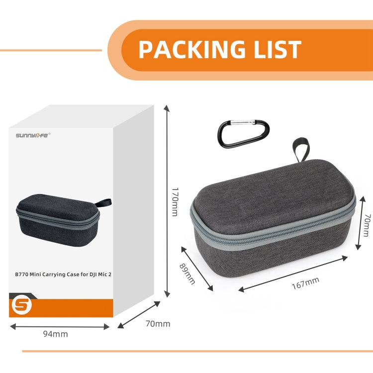 For DJI Mic 2 Sunnylife B770 Mini Carrying Case Wireless Microphone Storage Bag (Grey) - DJI Mic Series by Sunnylife | Online Shopping South Africa | PMC Jewellery | Buy Now Pay Later Mobicred