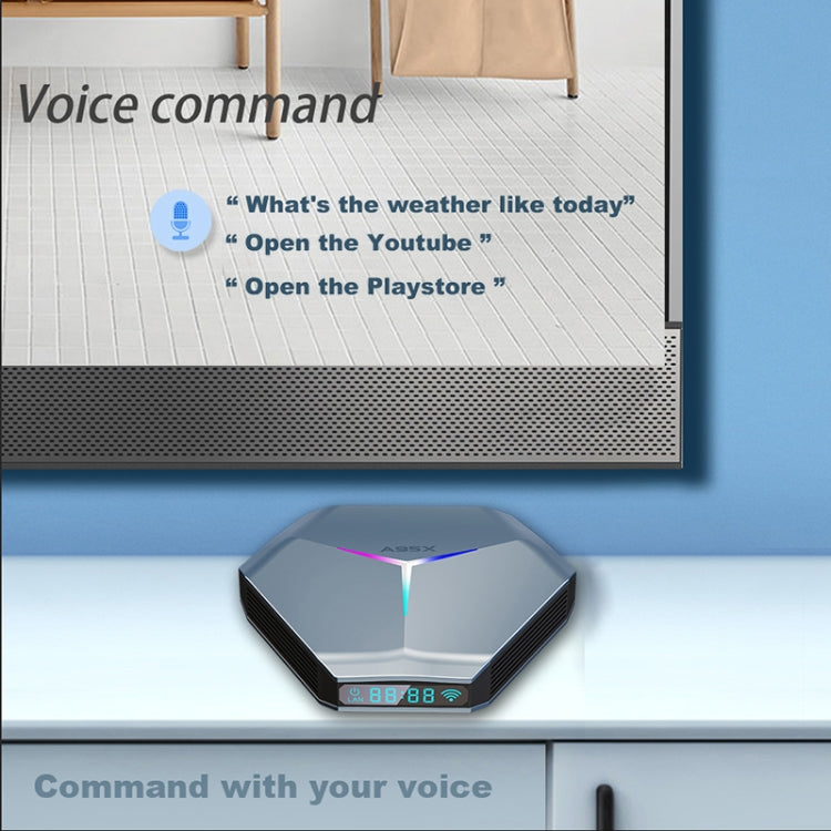 A95X F4 8K UHD Smart TV BOX Android 10.0 Media Player with Remote Control, Amlogic S905X4 Quad Core Cortex-A55 up to 2.0GHz, RAM: 4GB, ROM: 32GB, 2.4GHz/5GHz WiFi, Bluetooth, AU Plug(Metallic Blue) - Amlogic S905 by PMC Jewellery | Online Shopping South Africa | PMC Jewellery | Buy Now Pay Later Mobicred