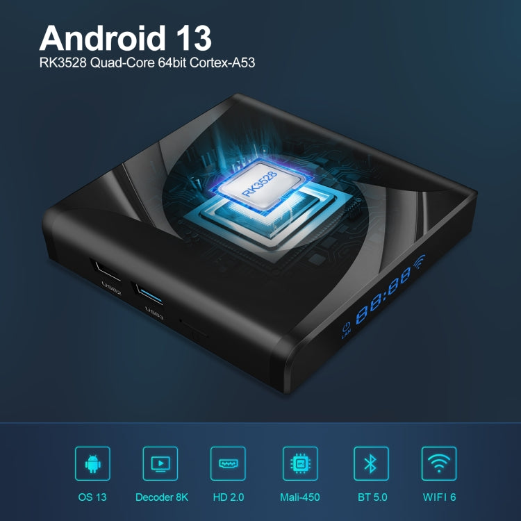 X88 Pro 13 Android 13.0 Smart TV Box with Remote Control, RK3528 Quad-Core, 4G+64GB (US Plug) - Others by PMC TechLife | Online Shopping South Africa | PMC TechLife