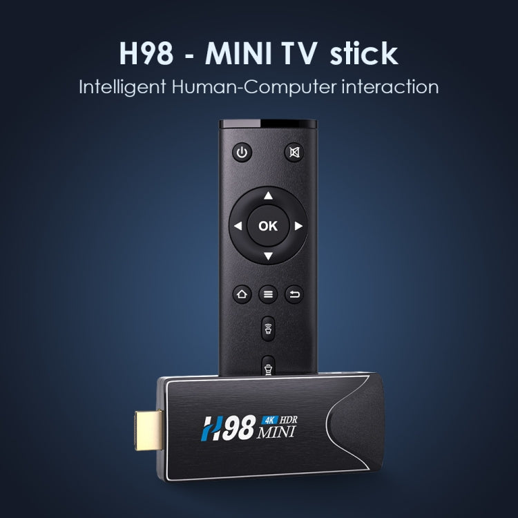 H98 Mini 4K Dongle Smart TV BOX Android 10 Media Player with Remote Control, Allwinner H313 Quad-core ARM Cortex-A53, RAM: 2GB, ROM: 16GB, Support WiFi, Bluetooth, OTG, EU Plug - Allwinner H3 by PMC Jewellery | Online Shopping South Africa | PMC Jewellery | Buy Now Pay Later Mobicred