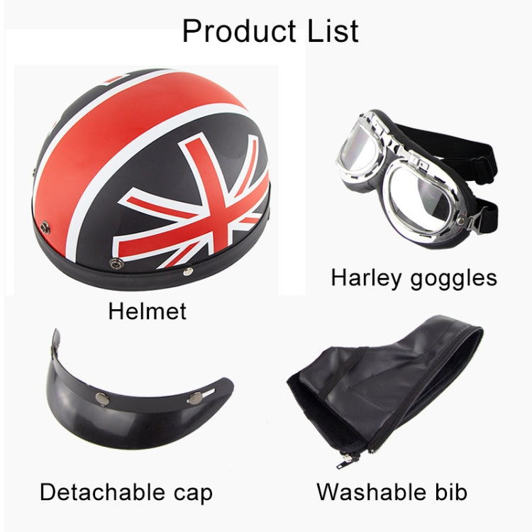 Soman Electromobile Motorcycle Half Face Helmet Retro Harley Helmet with Goggles(Matte Black UK Flag) - Helmets by SOMAN | Online Shopping South Africa | PMC Jewellery | Buy Now Pay Later Mobicred