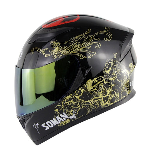 Soman SM-960 Motorcycle Electromobile Full Face Helmet Double Lens Protective Helmet(Golden Eight Immortals with Gold Lens) - Helmets by SOMAN | Online Shopping South Africa | PMC Jewellery | Buy Now Pay Later Mobicred